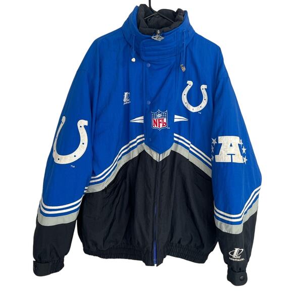 Vintage Logo Athletic Indianapolis Colts Jacket Mens XL Blue Full Zip Puffer NFL